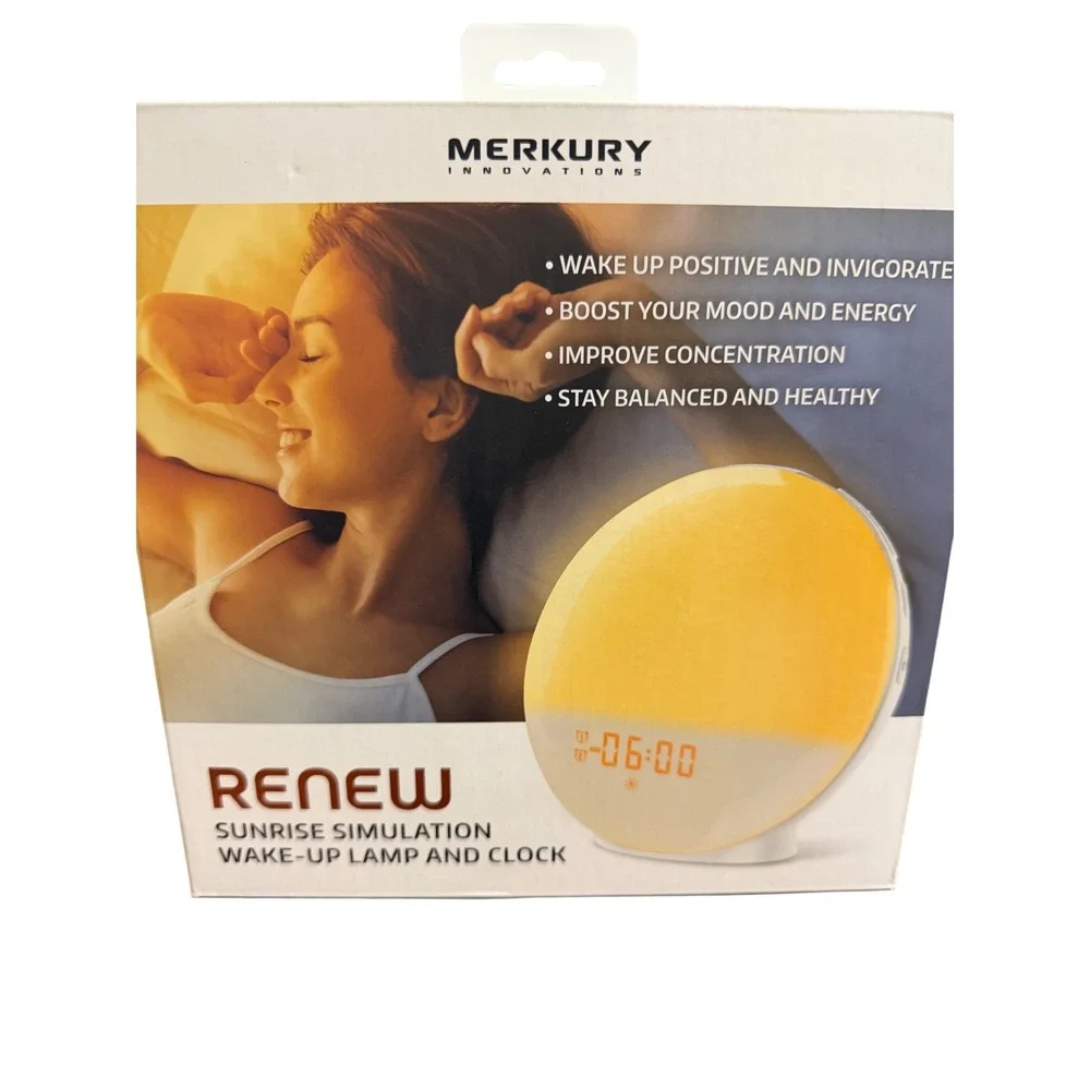 Merkury Innovations Renew Sunrise Simulation Wake-Up Lamp Alarm Clock Radio USB